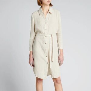 L'AGENCE Bella 3/4-Sleeve Linen Shirtdress Size Medium